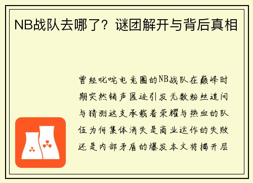 NB战队去哪了？谜团解开与背后真相